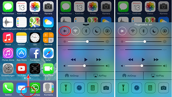 Versetzen Sie das iPhone in den Flugmodus